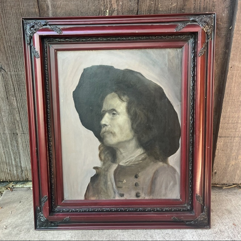 ANTIQUE Late 19th Century Civil War General Custer Framed Oil Painting on Canvas - Picture 1 of 6